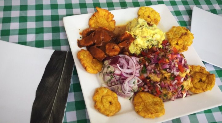 A mixed Seafood platter of 4 samples of Ceviche
