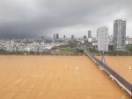 Waves and ripples in the Han River as Typhoon Molave looms over Danang City
