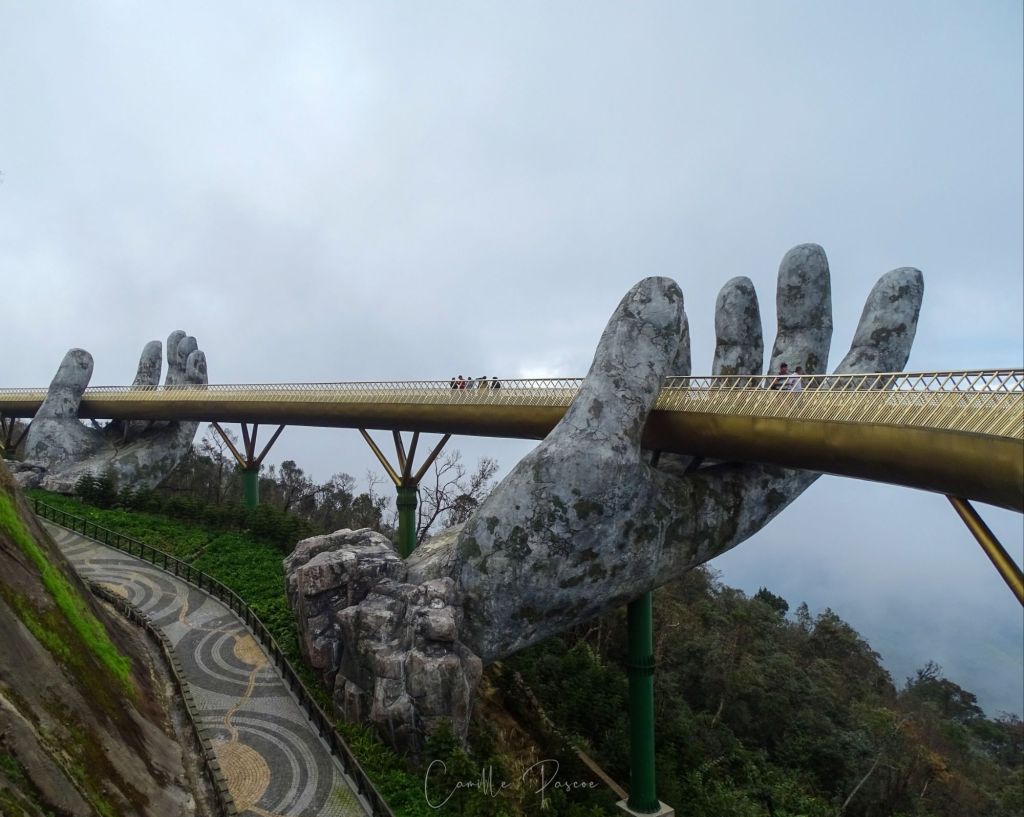 The Hands of The Golden Bridge is made from weathering steel, which gives it the rustic appearance