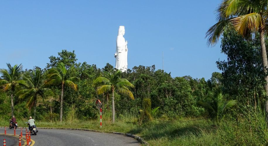 View of Lady Buddha while travelling up the Son Tra Peninsula