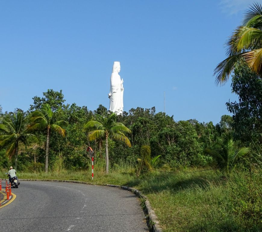 View of Lady Buddha while travelling up the Son Tra Peninsula
